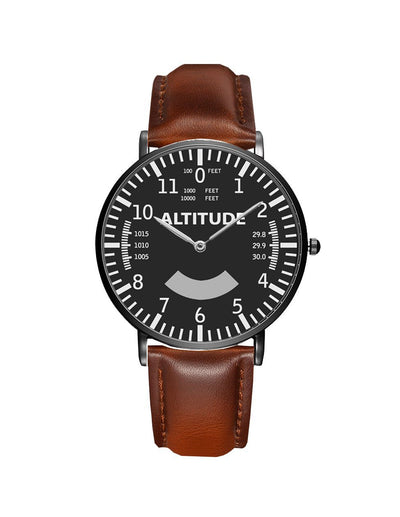 Airplane Instrument Series (Altitude) aviation-themed slim watch, polished stainless steel.