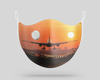 Thumbnail for Amazing Airbus A330 Landing at Sunset Designed Face Masks