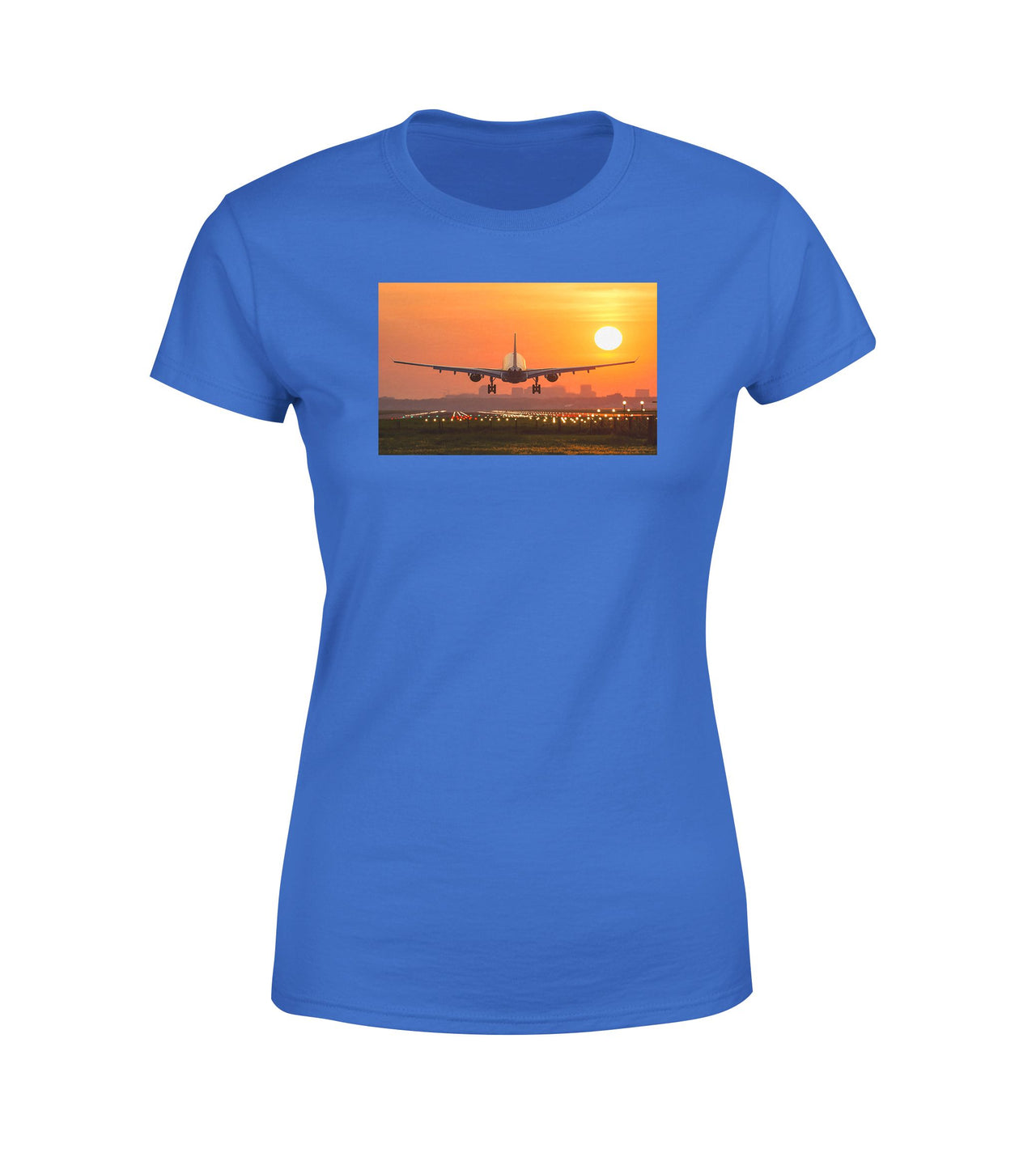 Amazing Airbus A330 Landing at Sunset Designed Women T-Shirts