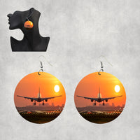 Thumbnail for Amazing Airbus A330 Landing at Sunset Designed Wooden Drop Earrings