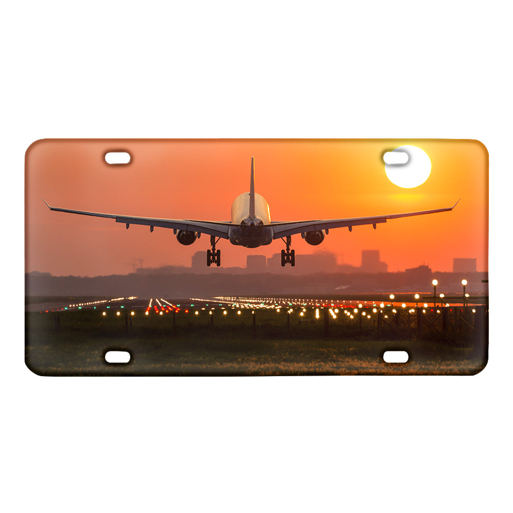 Amazing Airbus A330 Landing at Sunset Designed Metal (License) Plates