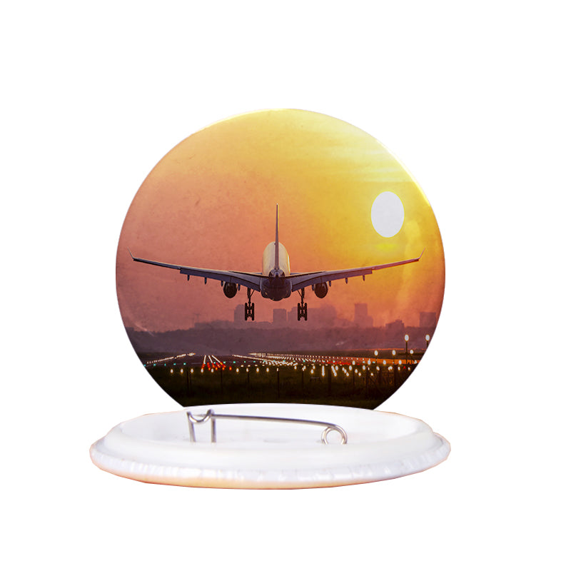 Amazing Airbus A330 Landing at Sunset Designed Pins