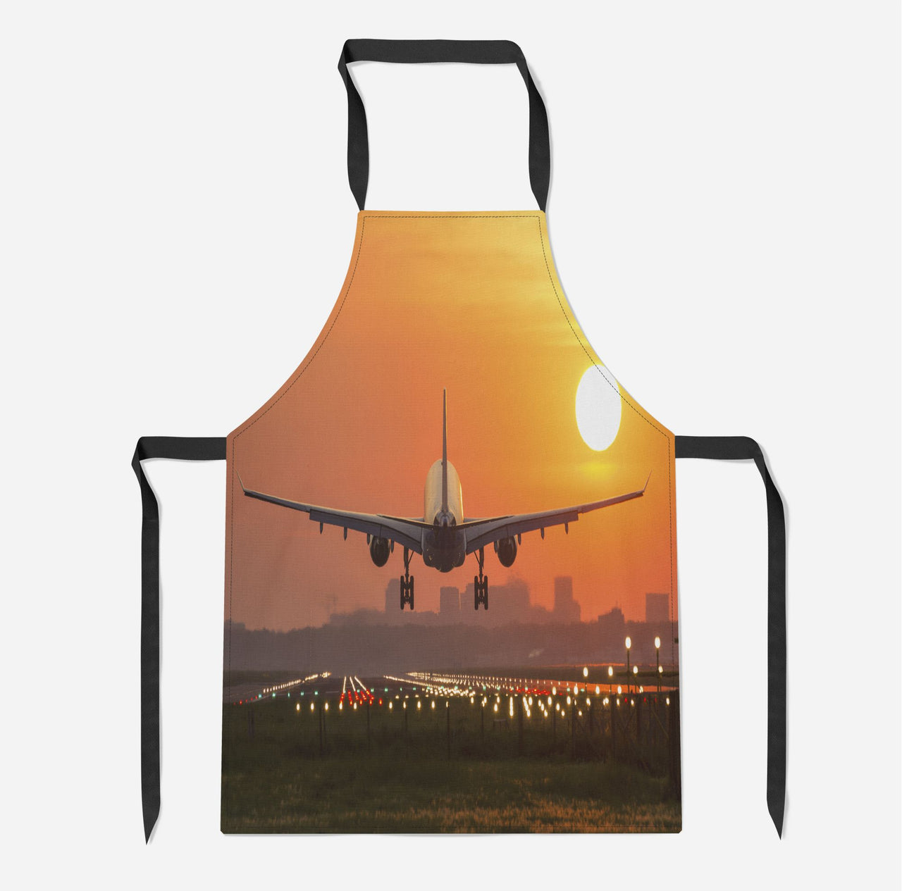 Amazing Airbus A330 Landing at Sunset Designed Kitchen Aprons