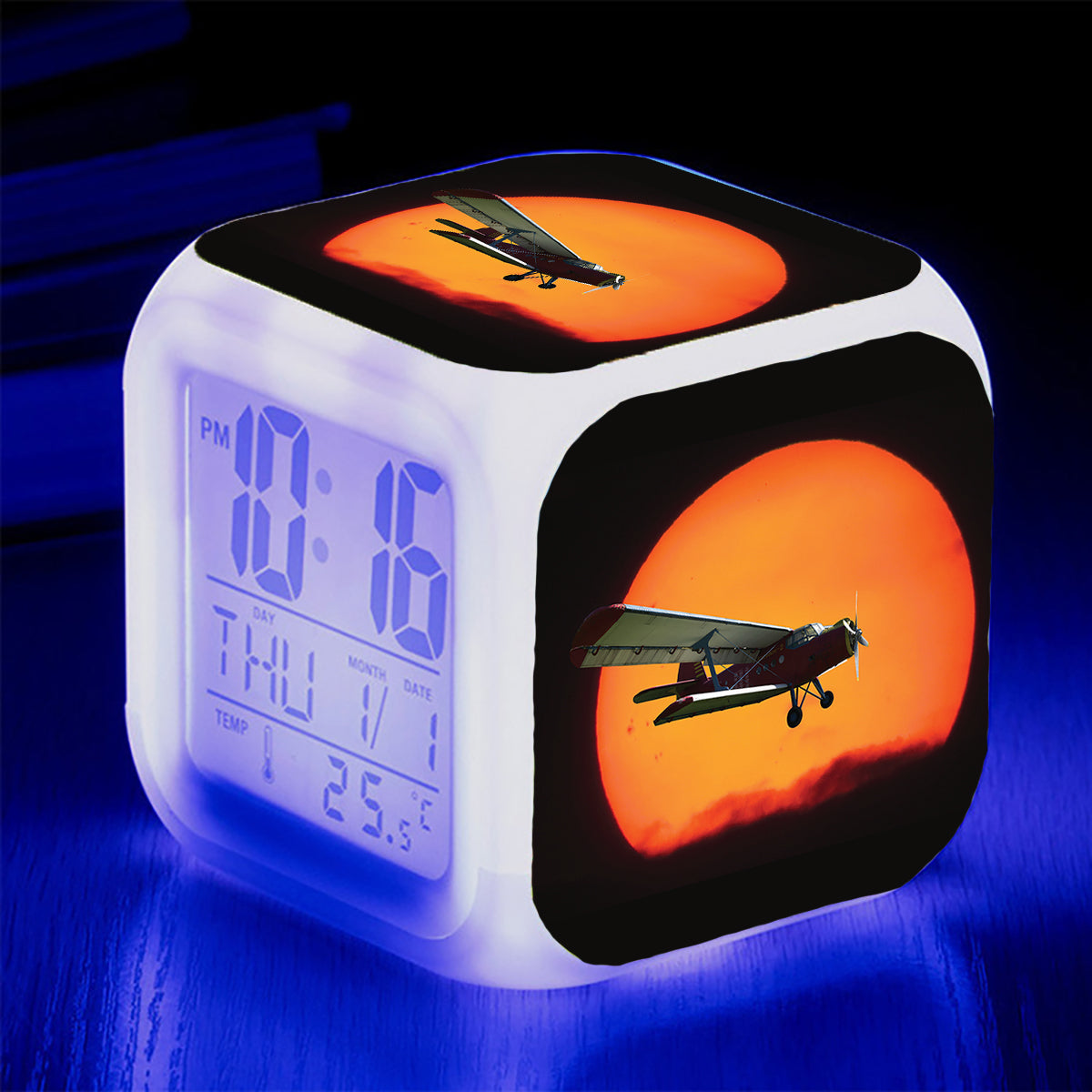 Amazing Antonov-2 With Sunset Designed "7 Colour" Digital Alarm Clock