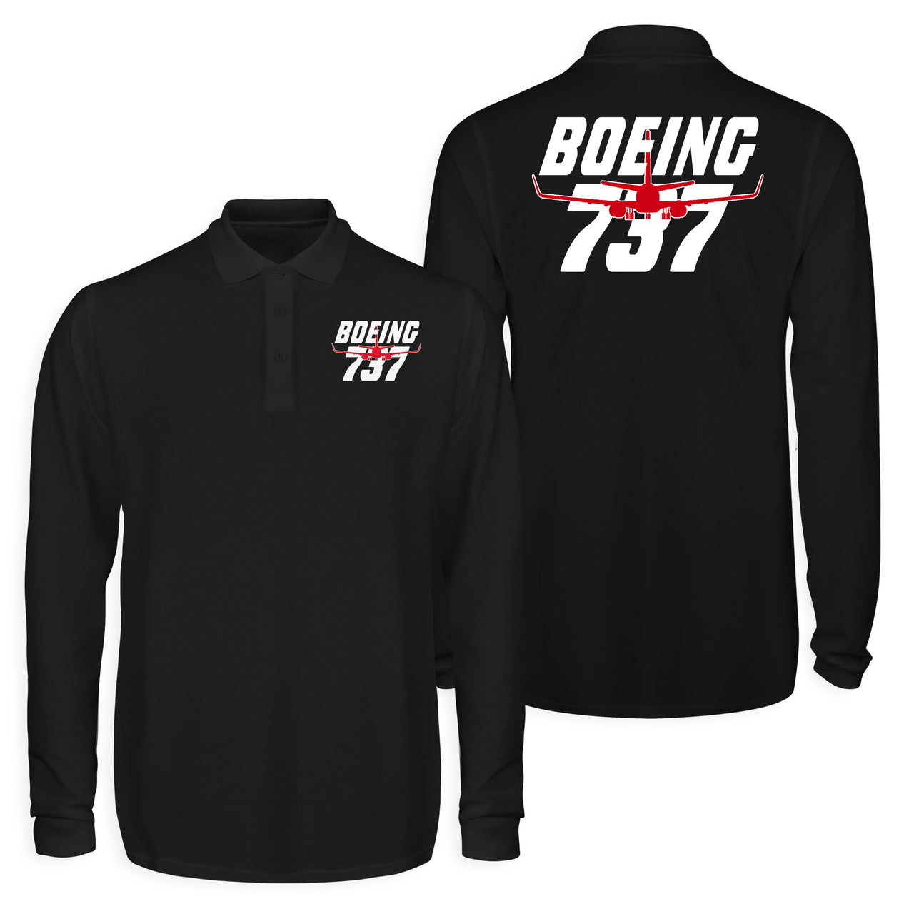 Amazing Boeing 737 Designed Long Sleeve Polo T-Shirts (Double-Side)