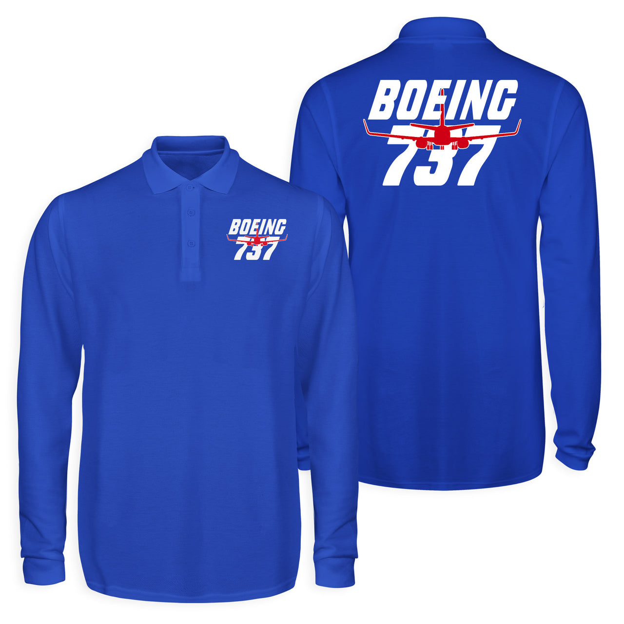 Amazing Boeing 737 Designed Long Sleeve Polo T-Shirts (Double-Side)