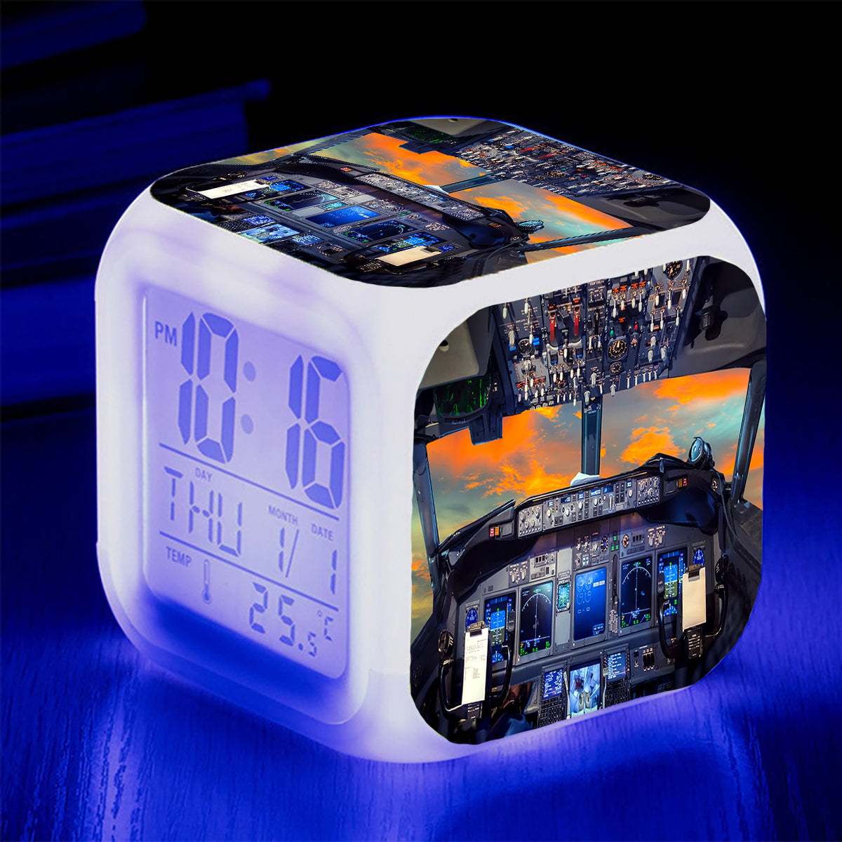 Amazing Boeing 737 Cockpit Designed "7 Colour" Digital Alarm Clock