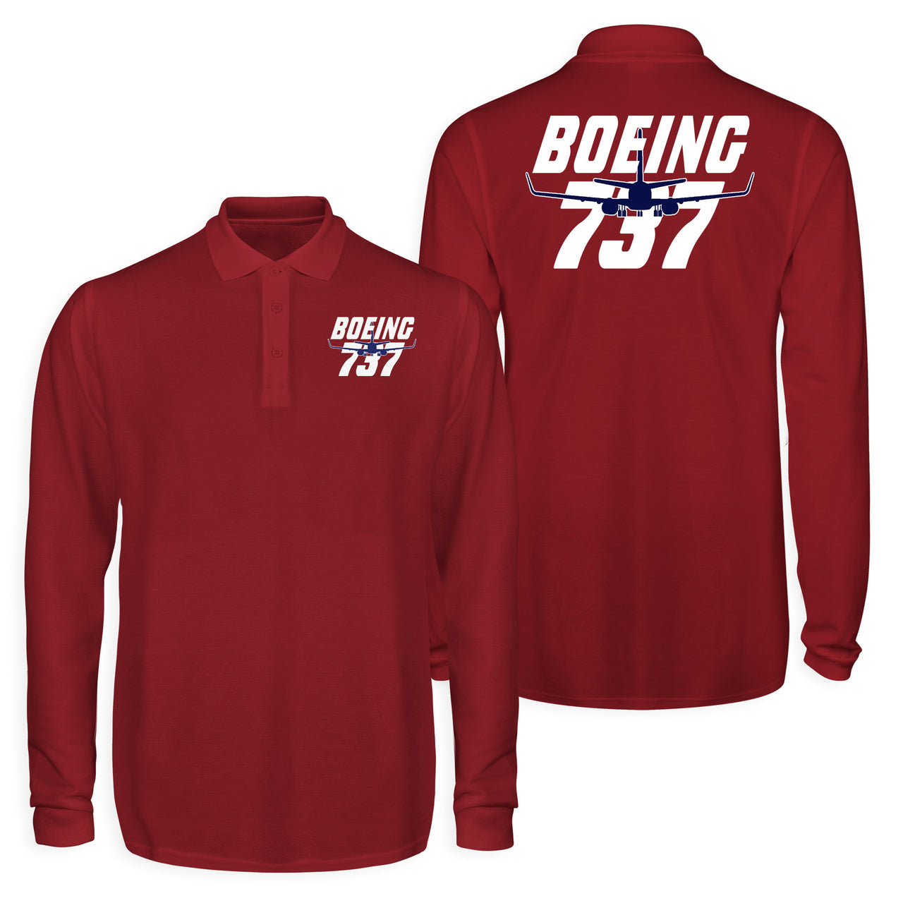Amazing Boeing 737 Designed Long Sleeve Polo T-Shirts (Double-Side)