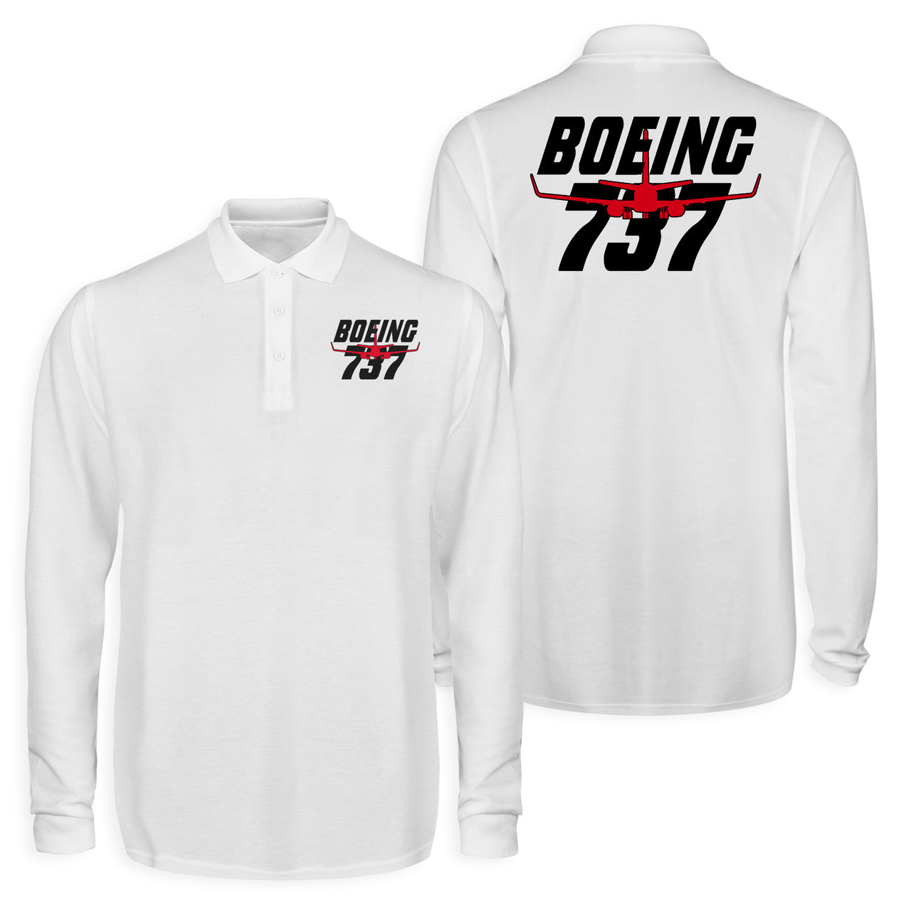Amazing Boeing 737 Designed Long Sleeve Polo T-Shirts (Double-Side)
