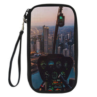 Thumbnail for Amazing City View from Helicopter Cockpit Designed Travel Cases & Wallets