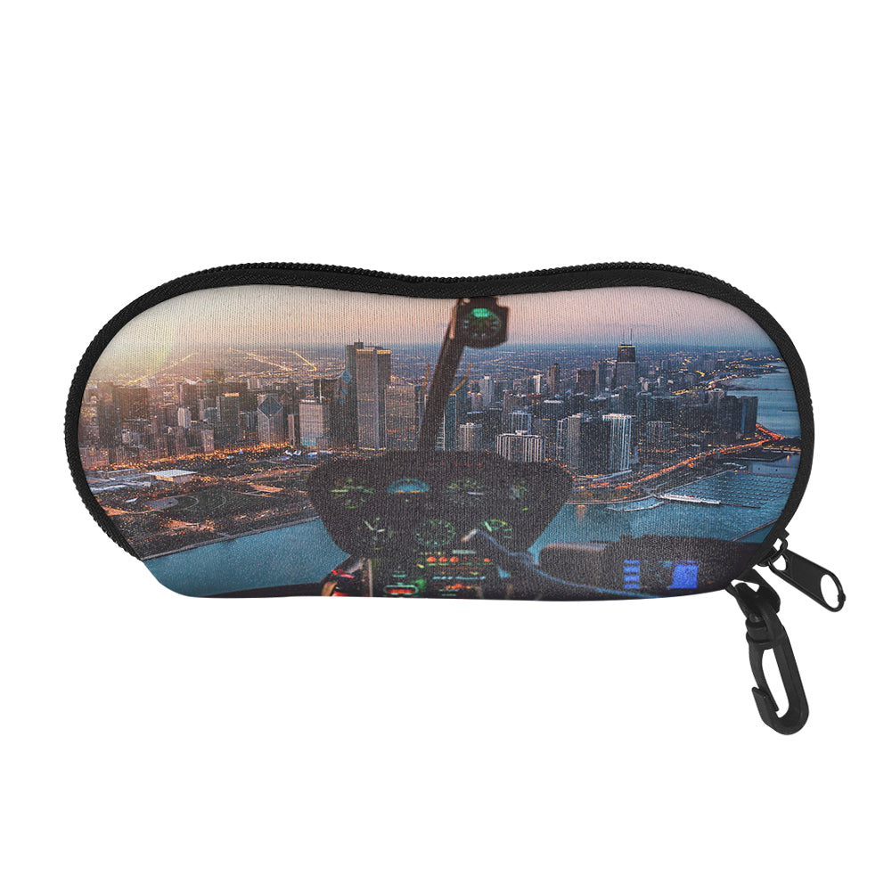 Amazing City View from Helicopter Cockpit Designed Glasses Bag