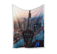 Thumbnail for Amazing City View from Helicopter Cockpit Designed Bed Blankets & Covers