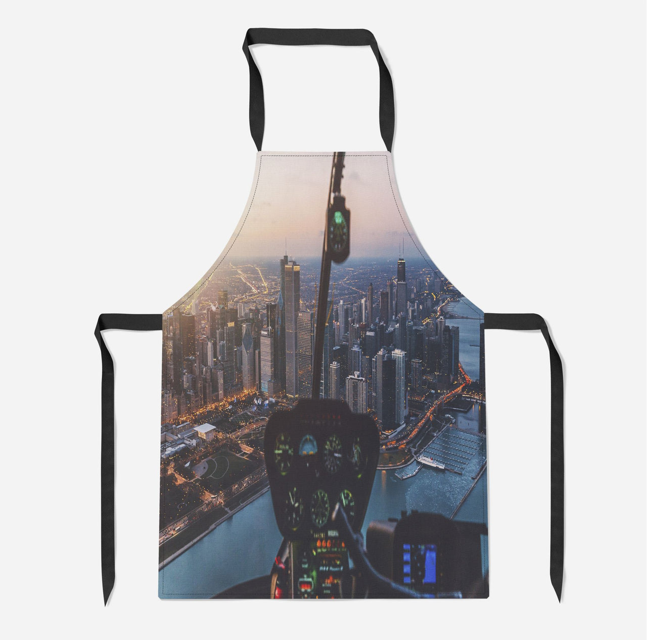 Amazing City View from Helicopter Cockpit Designed Kitchen Aprons