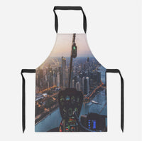 Thumbnail for Amazing City View from Helicopter Cockpit Designed Kitchen Aprons
