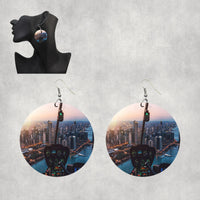 Thumbnail for Amazing City View from Helicopter Cockpit Designed Wooden Drop Earrings
