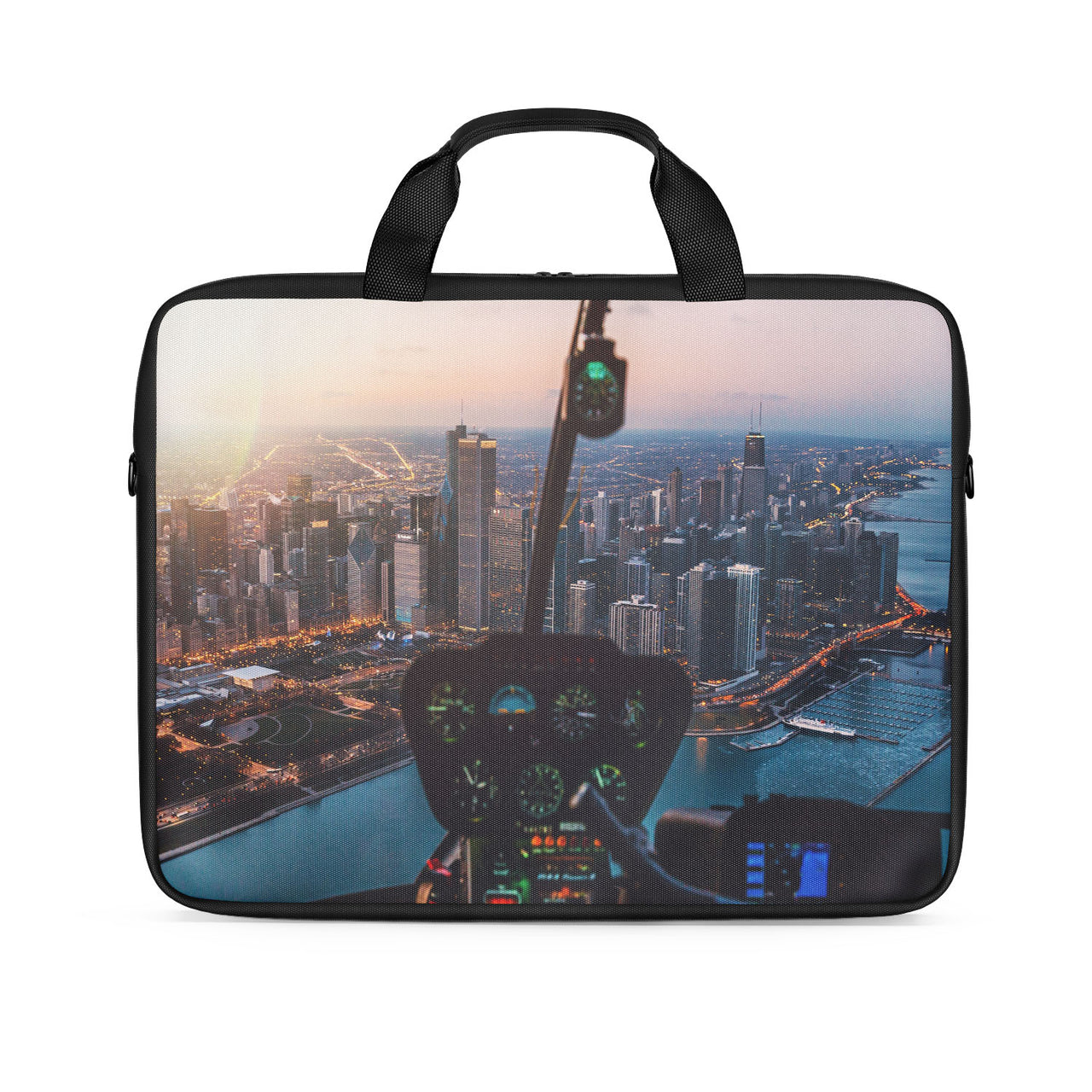 Amazing City View from Helicopter Cockpit Designed Laptop & Tablet Bags