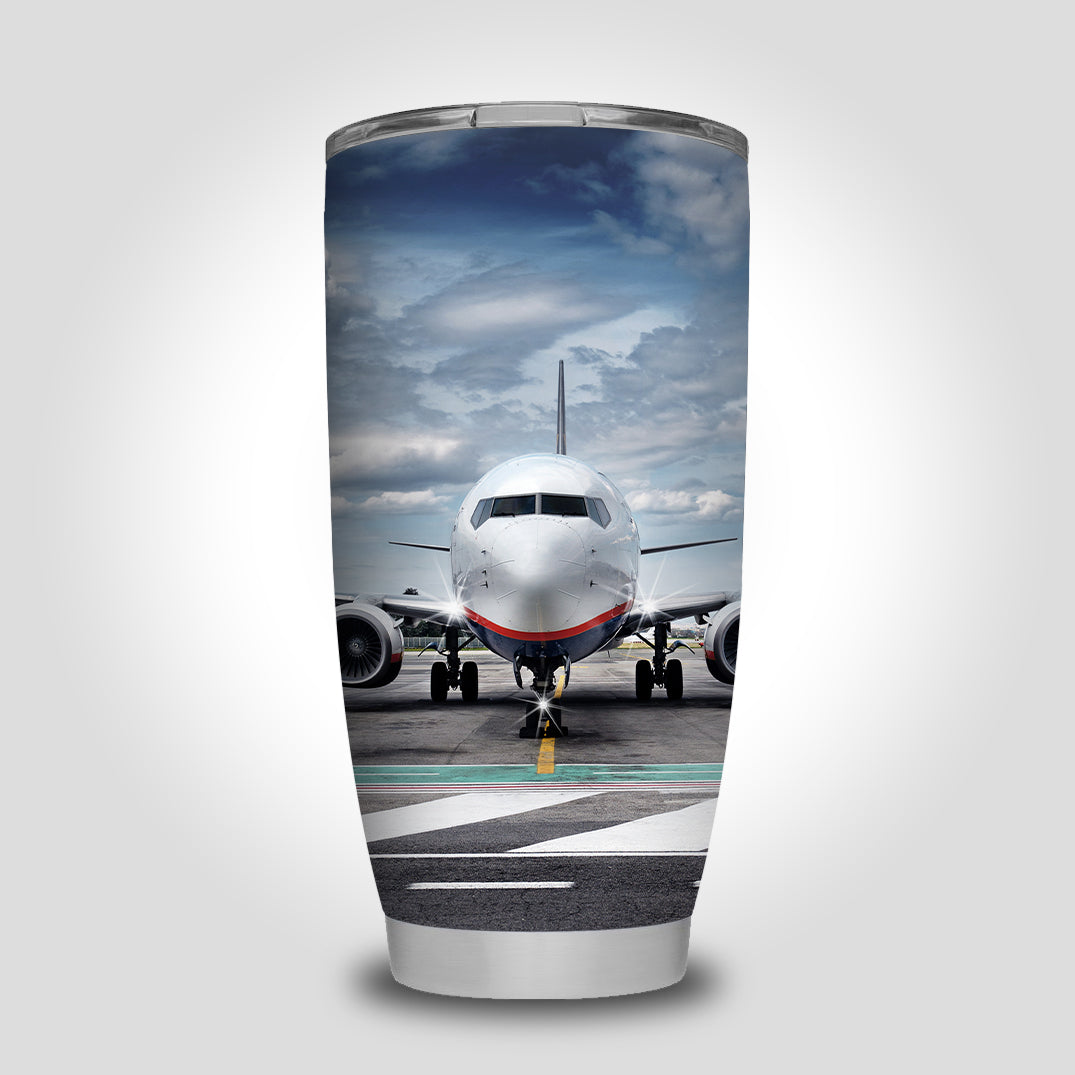 Amazing Clouds and Boeing 737 NG Designed Tumbler Travel Mugs