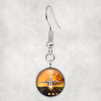 Thumbnail for Amazing Departing Aircraft Sunset & Clouds Behind Designed Earrings