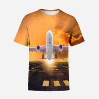 Thumbnail for Amazing Departing Aircraft Sunset & Clouds Behind Designed 3D T-Shirts