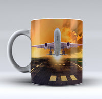 Thumbnail for Amazing Departing Aircraft Sunset & Clouds Behind Designed Mugs