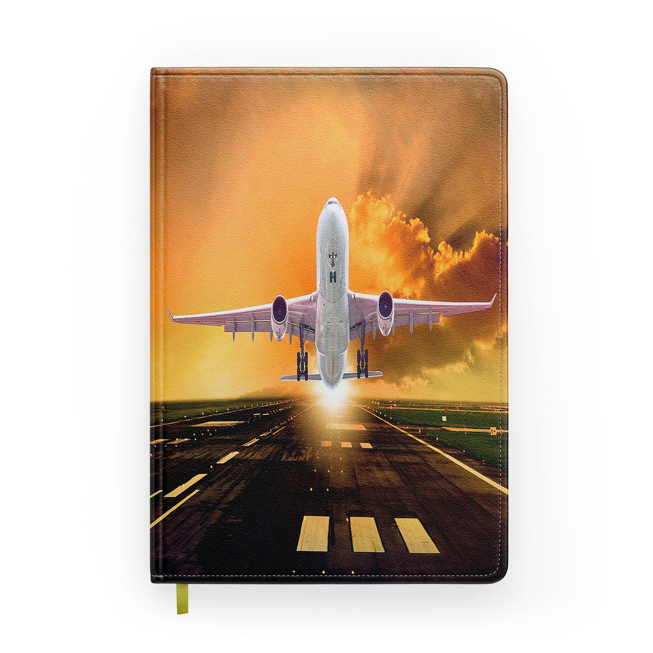 Amazing Departing Aircraft Sunset & Clouds Behind Designed Notebooks
