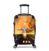 Thumbnail for Amazing Departing Aircraft Sunset & Clouds Behind Designed Cabin Size Luggages