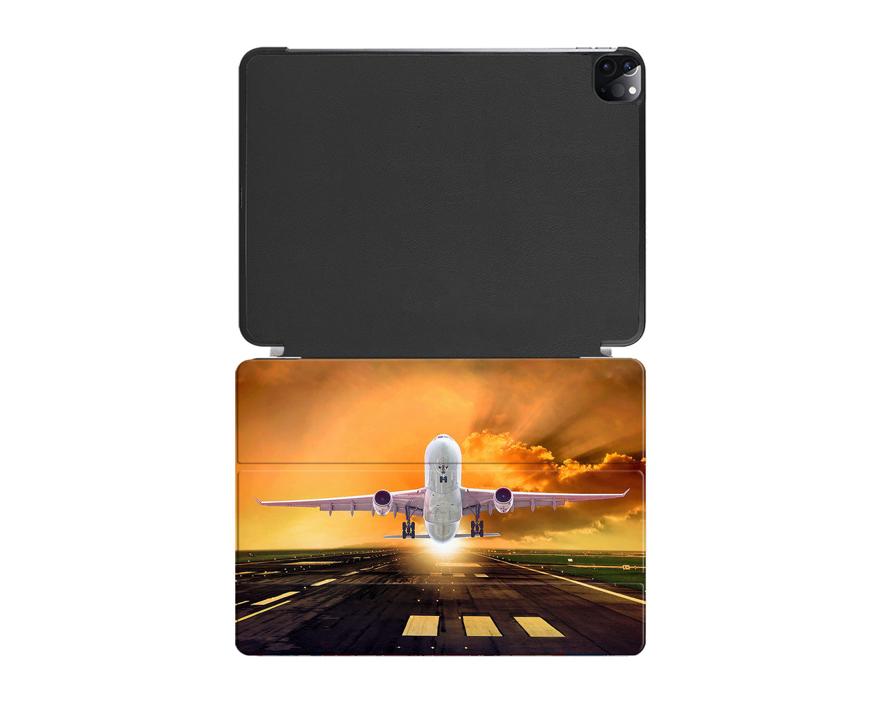 Amazing Departing Aircraft Sunset & Clouds Behind Designed iPad Cases