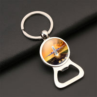 Thumbnail for Amazing Departing Aircraft Sunset & Clouds Behind Designed Bottle Opener Key Chains
