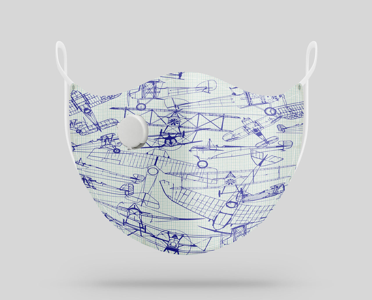 Amazing Drawings of Old Aircrafts Designed Face Masks