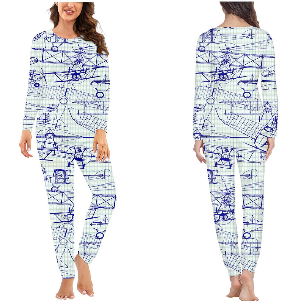 Amazing Drawings of Old Aircrafts Designed Women Pijamas