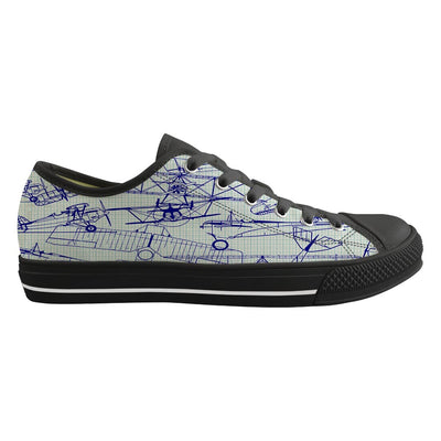 Amazing Drawings of Old Aircrafts Canvas Shoes