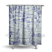 Thumbnail for Amazing Drawings of Old Aircrafts Designed Shower Curtains