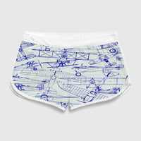 Thumbnail for Amazing Drawings of Old Aircrafts Designed Women Beach Style Shorts