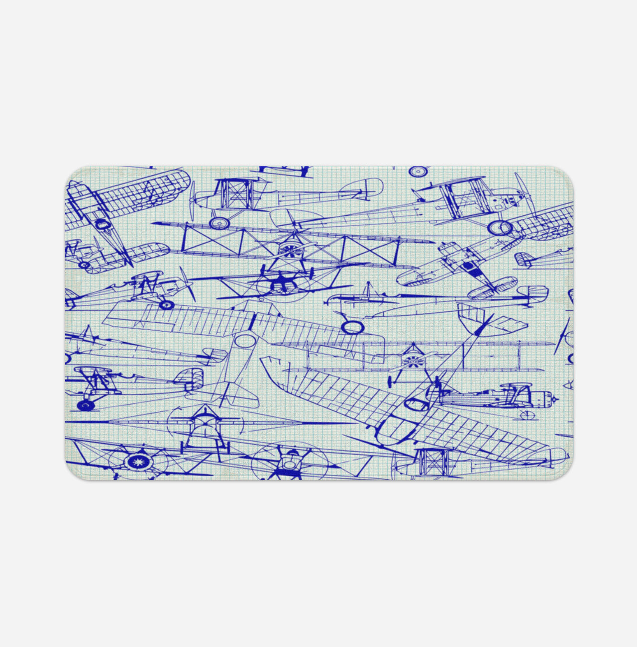 Amazing Drawings of Old Aircrafts Designed Bath Mats