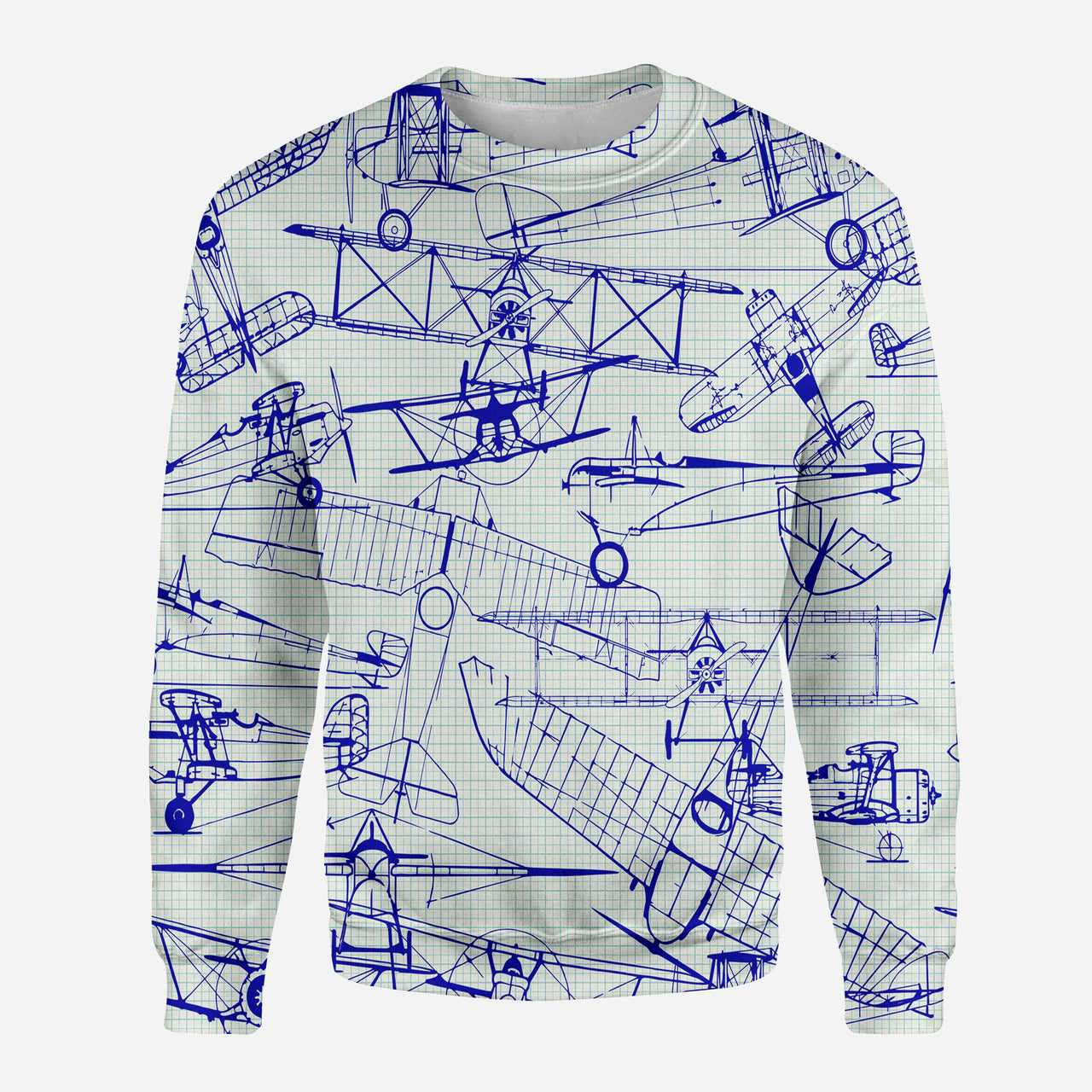 Amazing Drawings of Old Aircrafts Designed 3D Sweatshirts