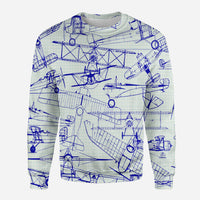 Thumbnail for Amazing Drawings of Old Aircrafts Designed 3D Sweatshirts
