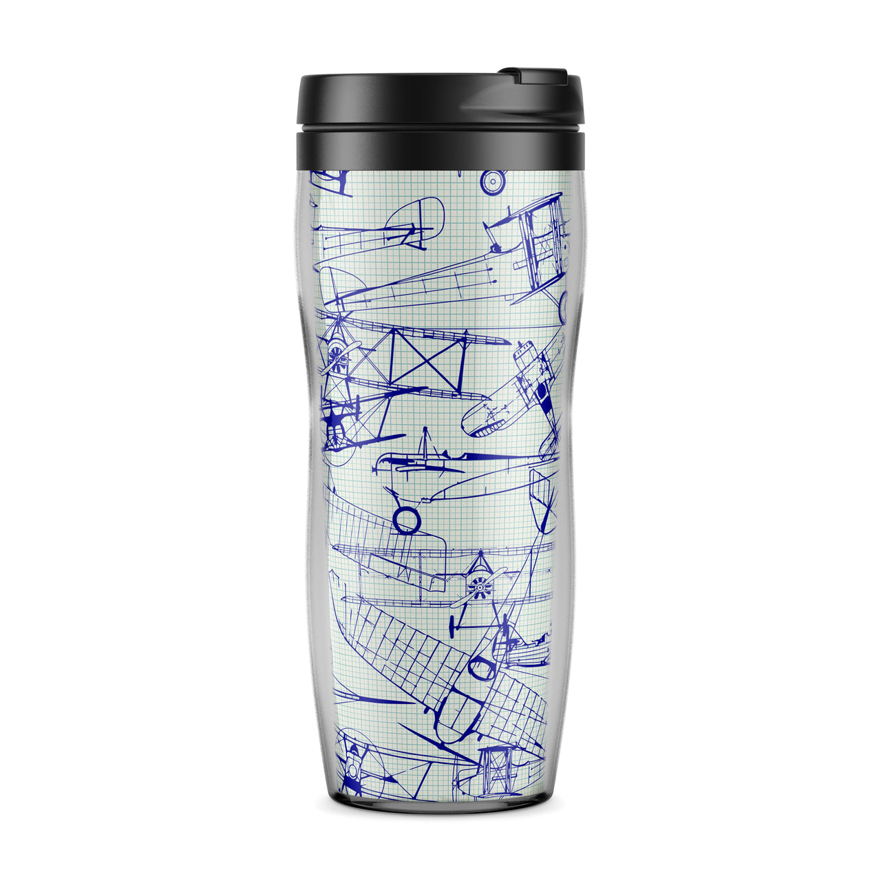 Amazing Drawings of Old Aircrafts Designed Travel Mugs