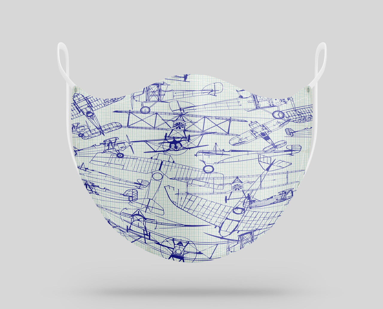 Amazing Drawings of Old Aircrafts Designed Face Masks