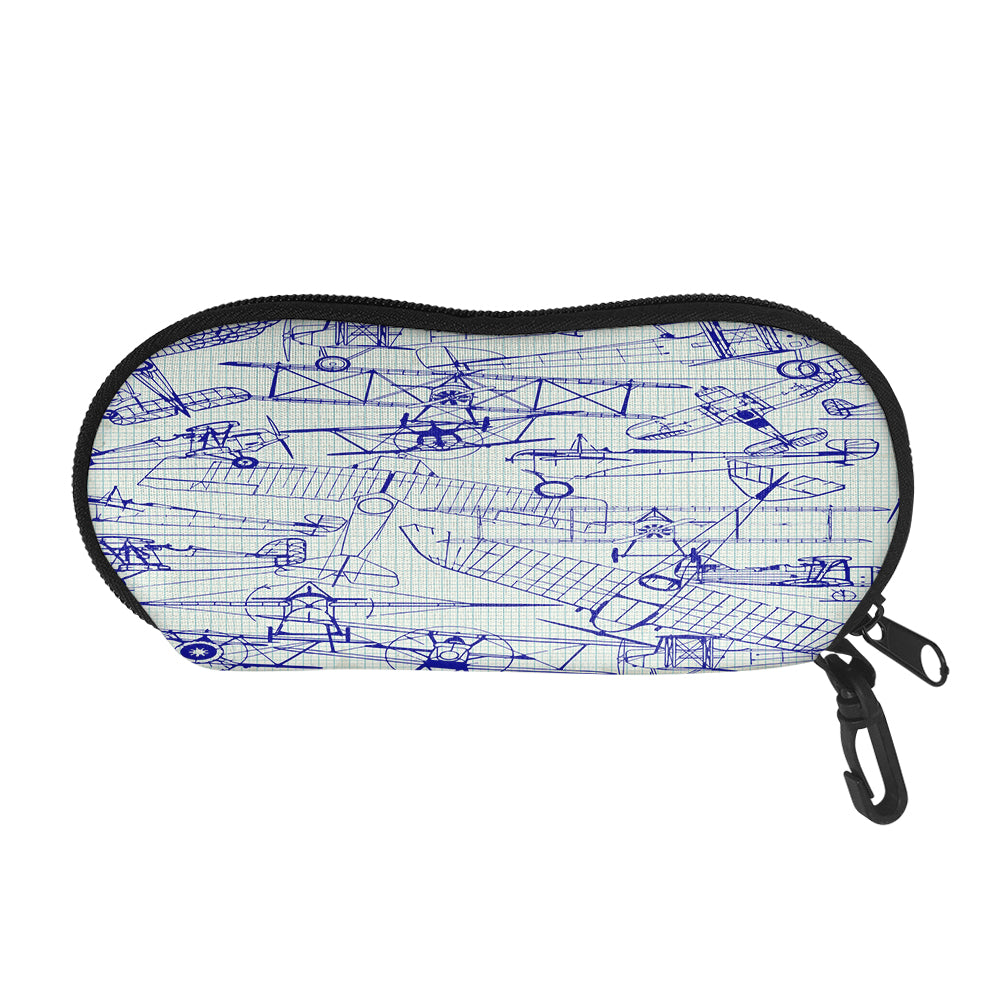 Amazing Drawings of Old Aircrafts Designed Glasses Bag