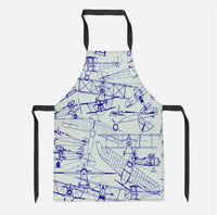 Thumbnail for Amazing Drawings of Old Aircrafts Designed Kitchen Aprons