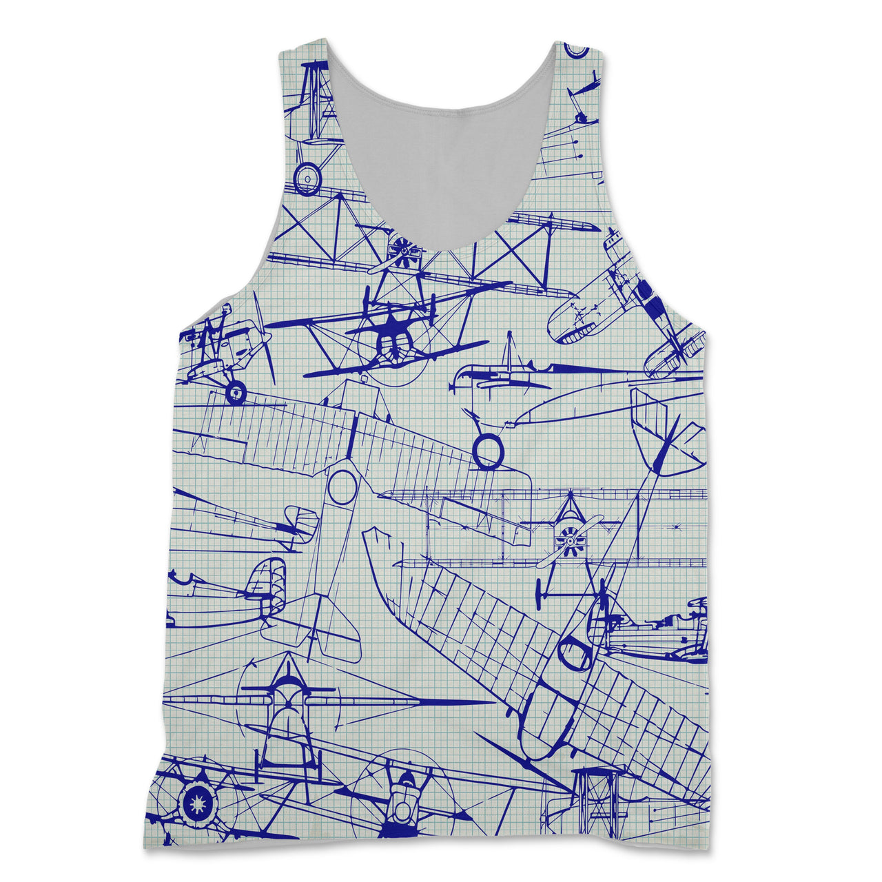 Amazing Drawings of Old Aircrafts Designed 3D Tank Tops