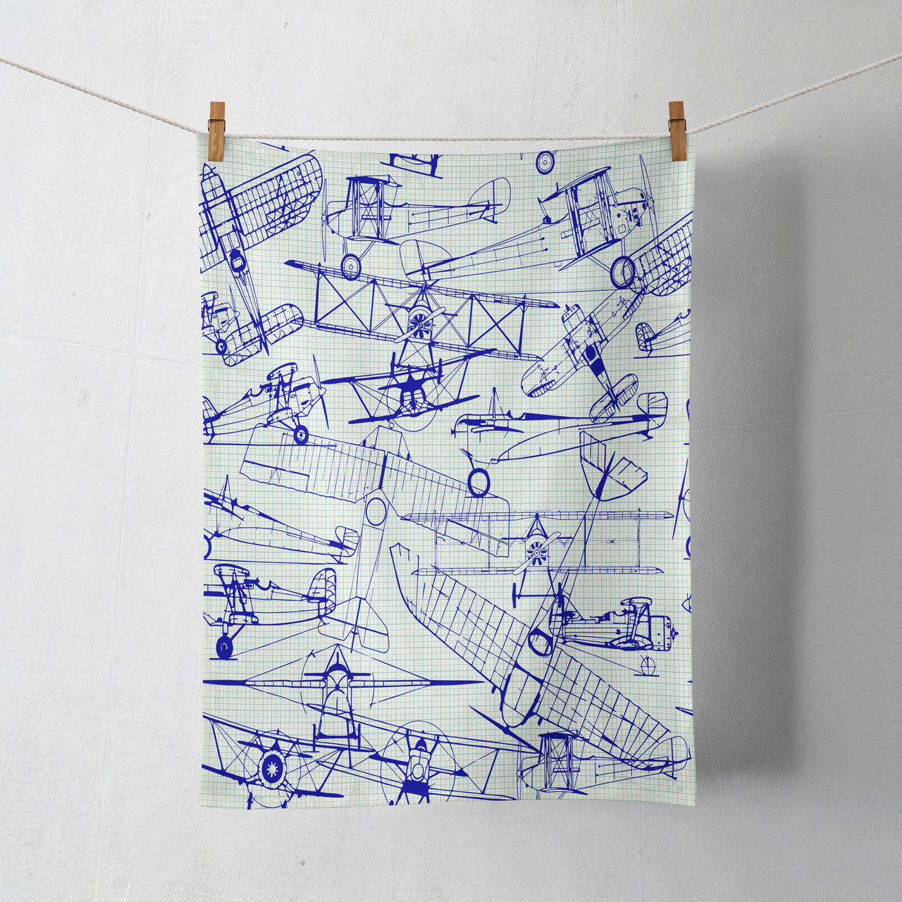 Amazing Drawings of Old Aircrafts Designed Towels