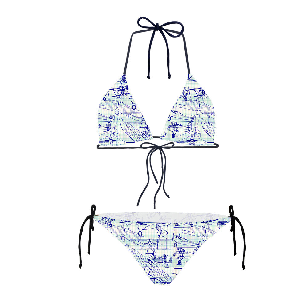 Amazing Drawings of Old Aircrafts Designed Triangle Bikini