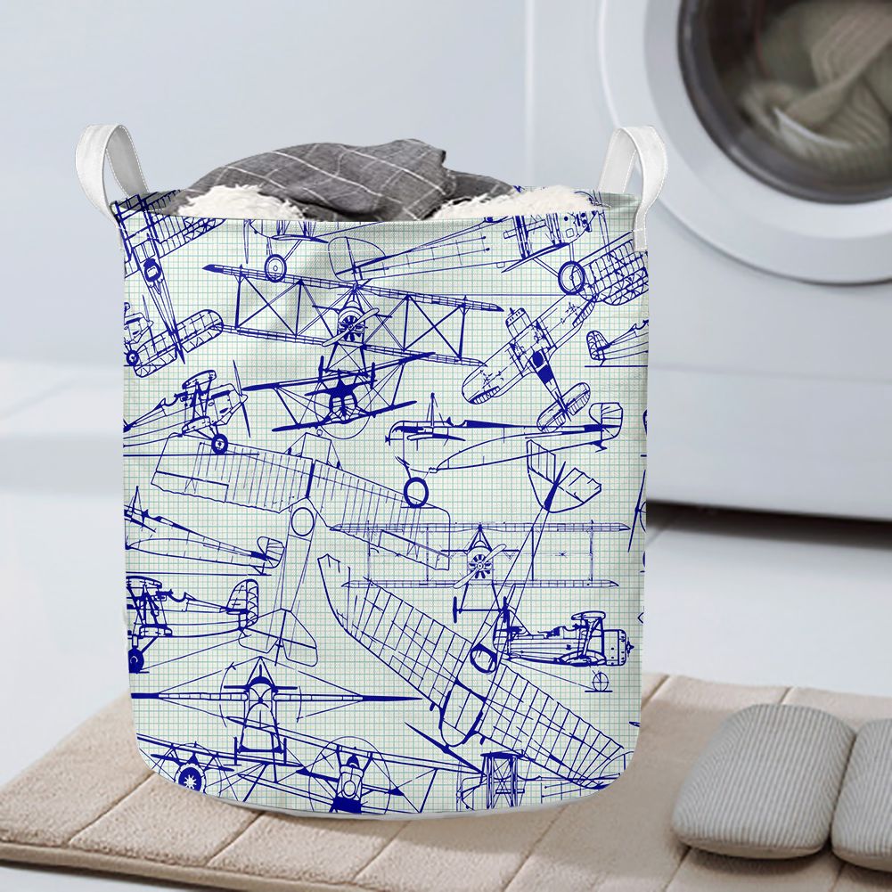 Amazing Drawings of Old Aircrafts Designed Laundry Baskets
