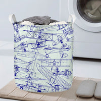 Thumbnail for Amazing Drawings of Old Aircrafts Designed Laundry Baskets