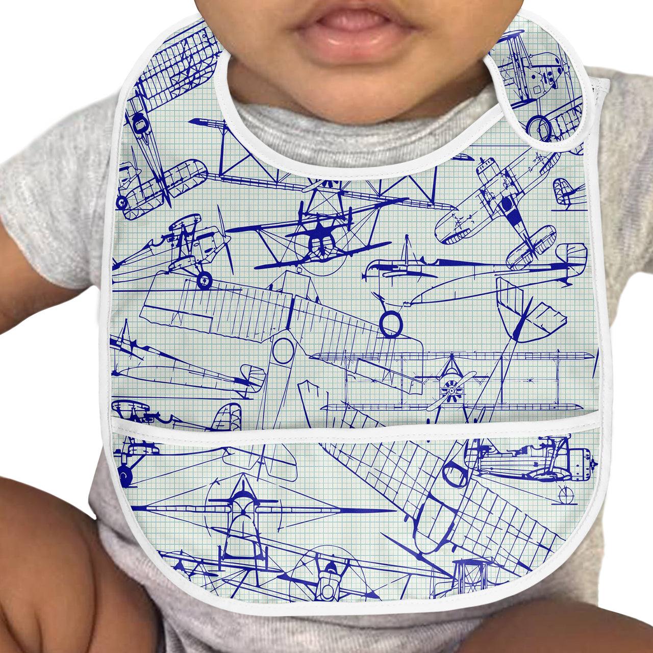 Amazing Drawings of Old Aircrafts Designed Baby Bib