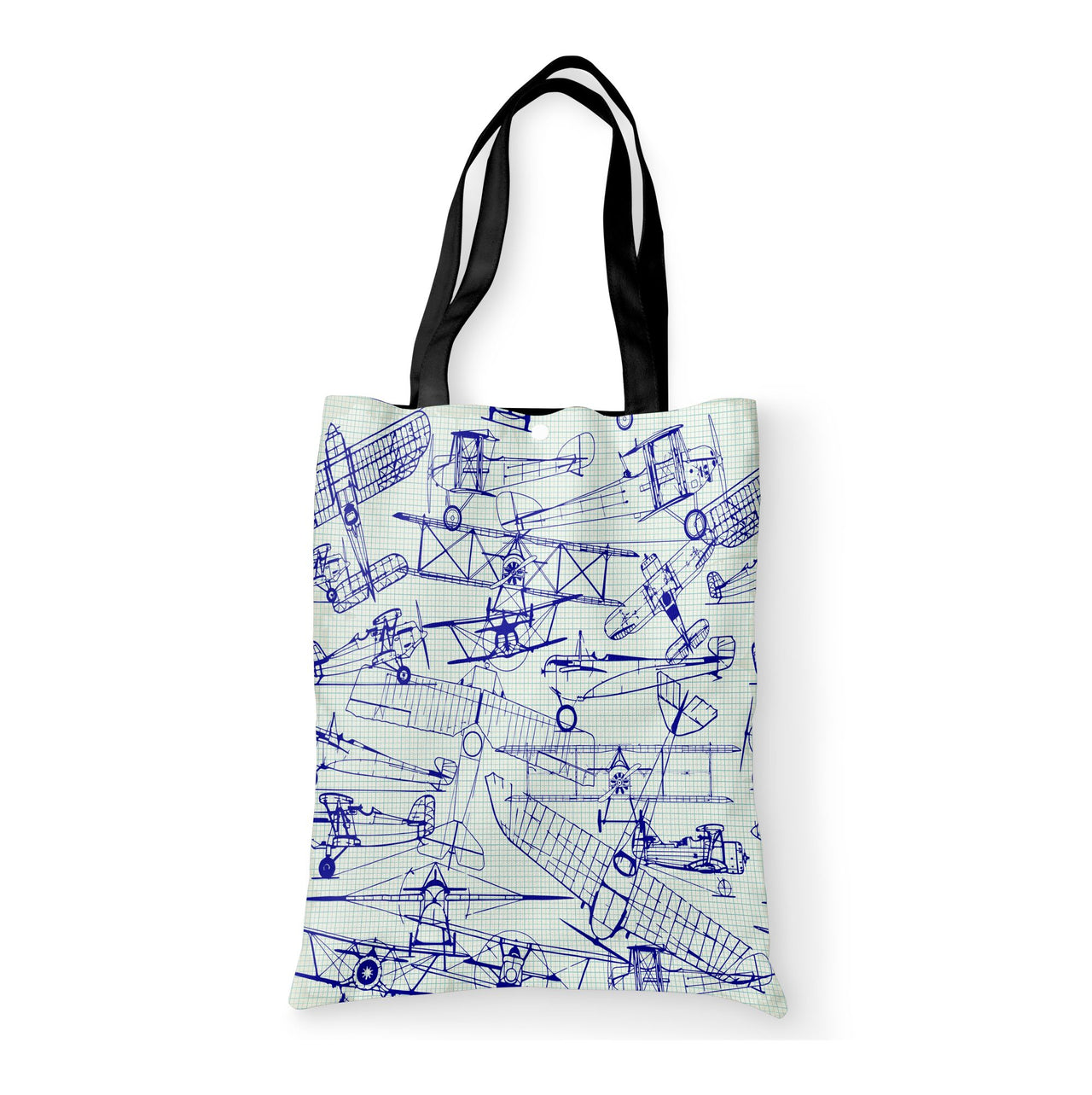 Amazing Drawings of Old Aircrafts Designed Tote Bags
