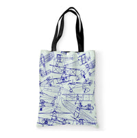 Thumbnail for Amazing Drawings of Old Aircrafts Designed Tote Bags