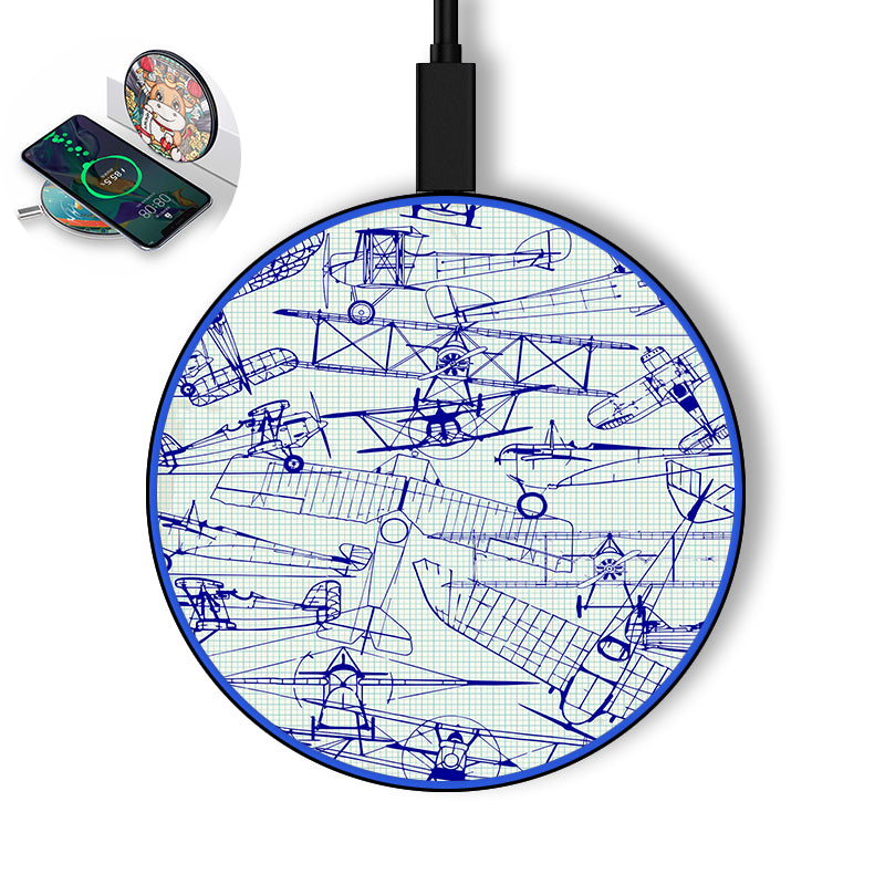 Amazing Drawings of Old Aircrafts Designed Wireless Chargers