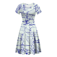 Thumbnail for Amazing Drawings of Old Aircrafts Designed Women Midi Dress